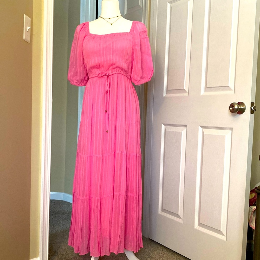 Taffy Pink Forever New maxi dress with adjustable waistband.